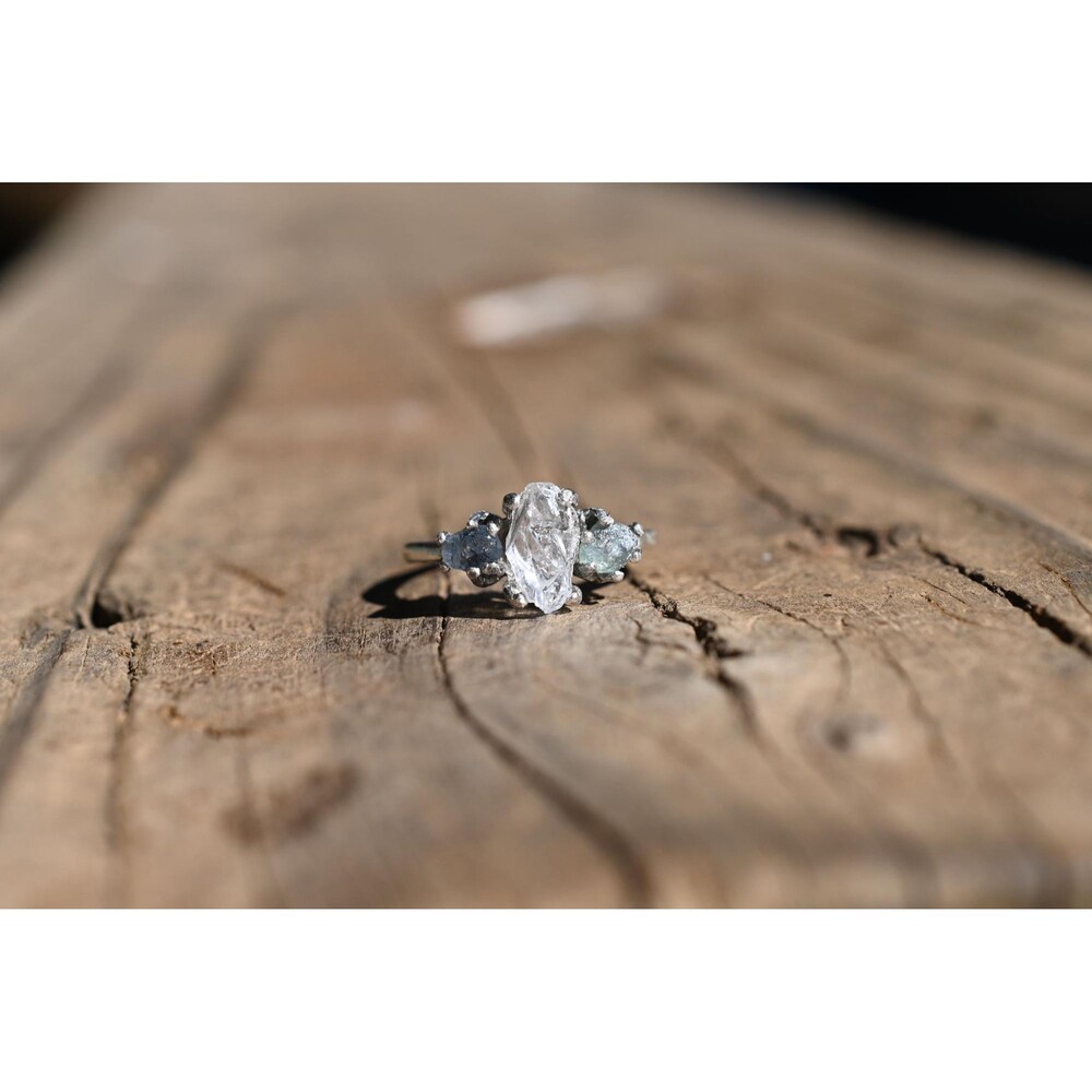 Montana sapphire and Lake County diamond size 7 avello anniversary gift for wom